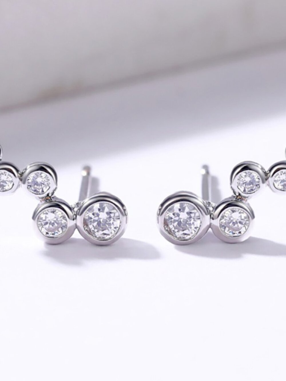Unique 925 Silver Plated White CZ Stud Earrings For Women, FB16FA1167 - Picture 2 of 3